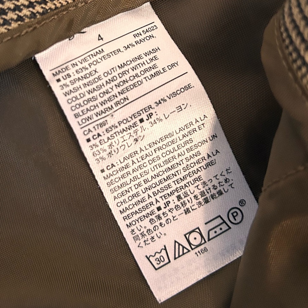 Banana Republic Women’s 4 Plaid Brown Pull On Zip Up Straight Leg Pants Work - Picture 5 of 8